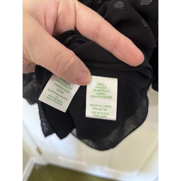 Lilly Pulitzer Sheer Silk Metallic Black Top Size Small Whimsigoth Dark Fairy - Picture 6 of 6